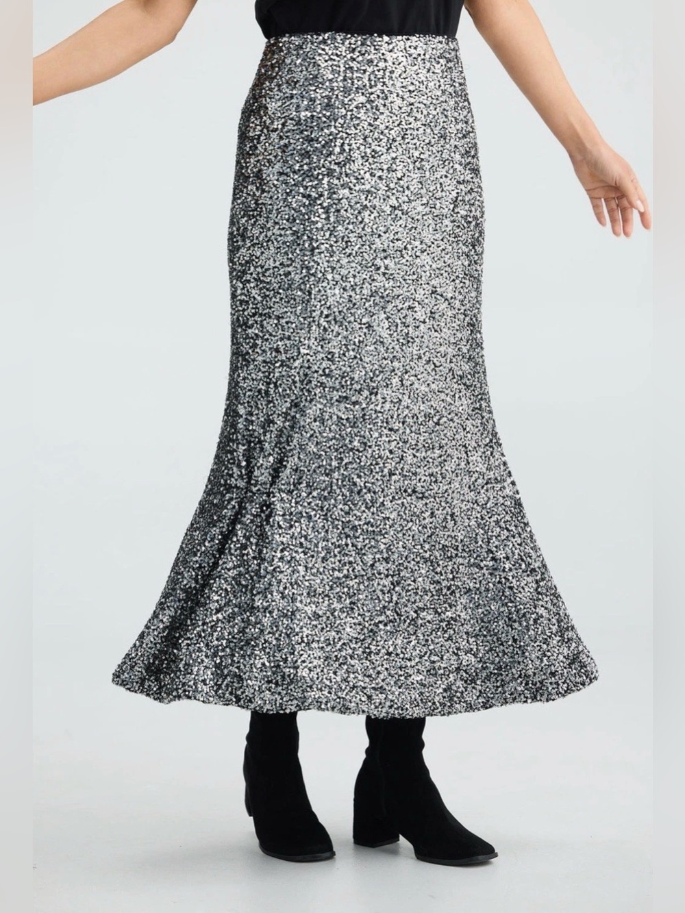 Brave + True Ritz Sequin Maxi Skirt For M Or 10/12 Silver Mermaid Sparkly NWT